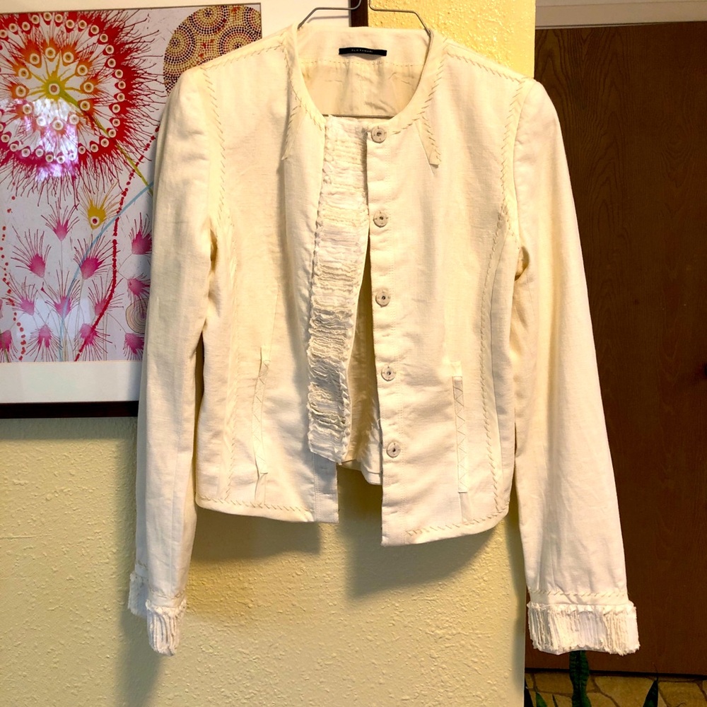 ELIE TAHARI jacket, ivory linen/cotton blend Blazer 6